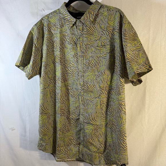 prAna Mens Lost Sol Printed Short Sleeve Button up Shirt Mens size large UPF30+ - Picture 1 of 8